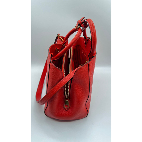 Louis Vuitton Red Montaigne Monogram MM Leather Tote Bag - Picture 5 of 12
